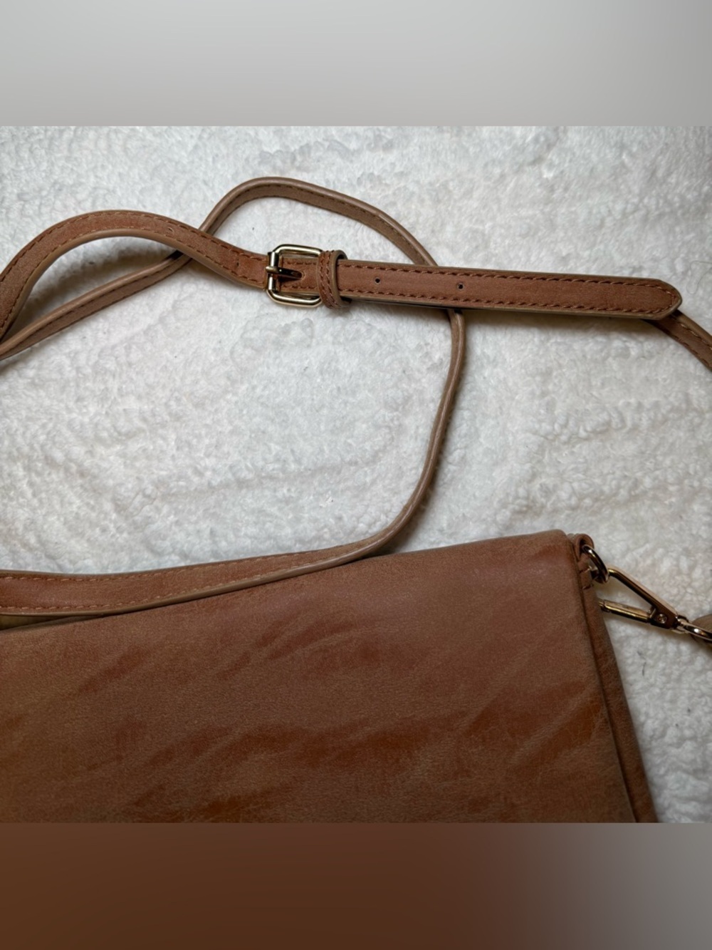 Tan Crossbody Bag with Front Zip Flap - Women’s Crossbody - Picture 2 of 12